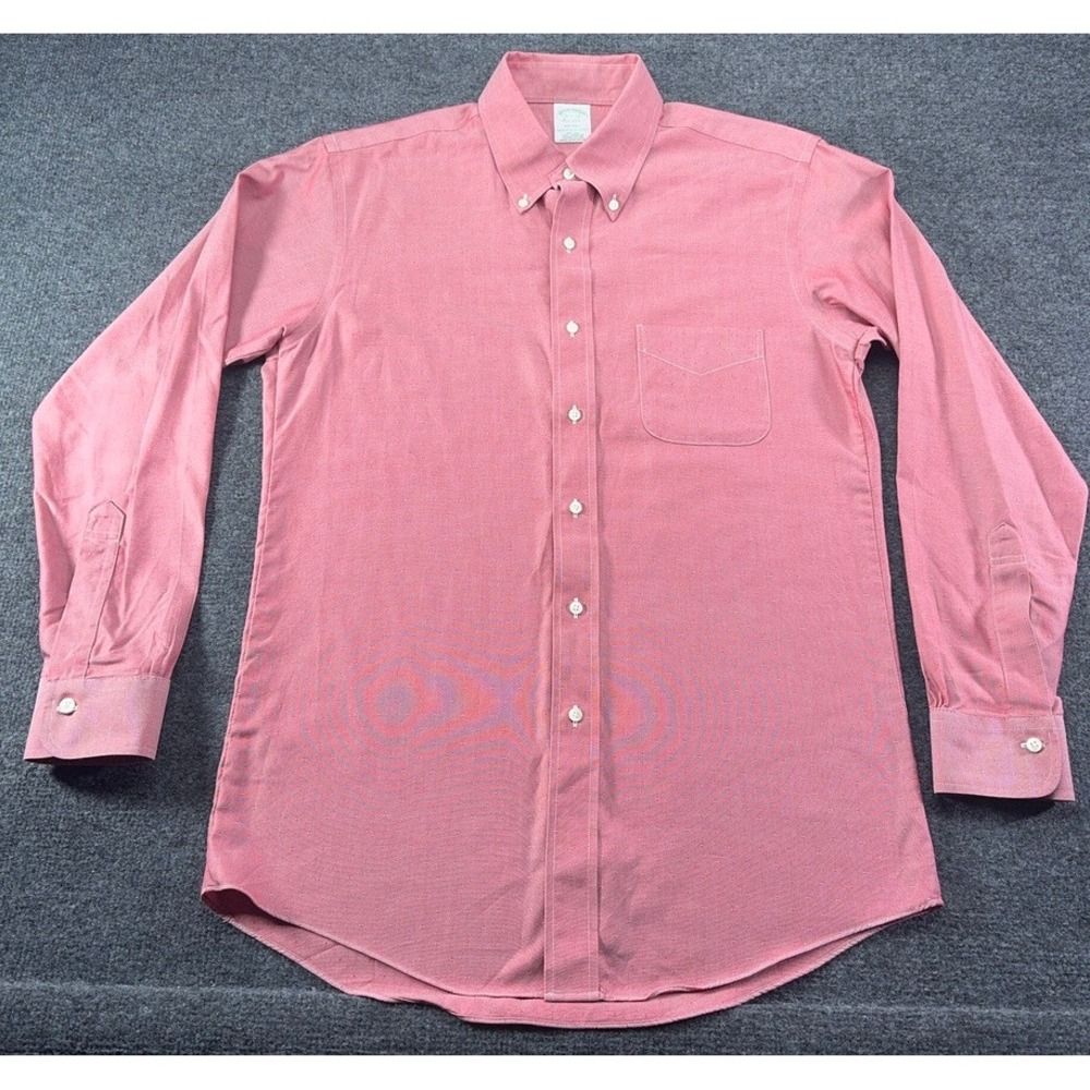 Brooks Brothers Milano Shirt Mens 16.5 34 Red Dobby Supima Cotton EUC*